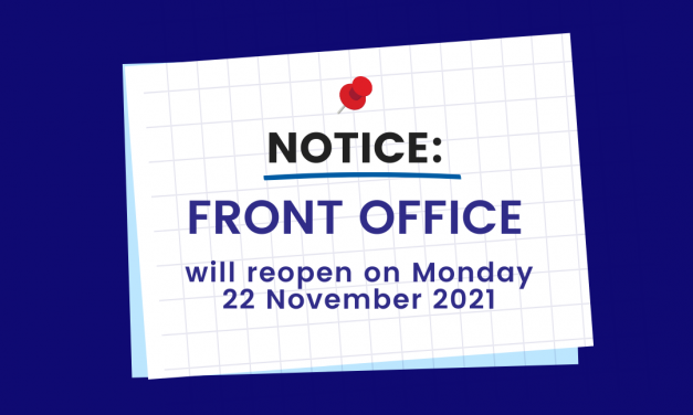 Front Office Opening Hours (unitl further notice)